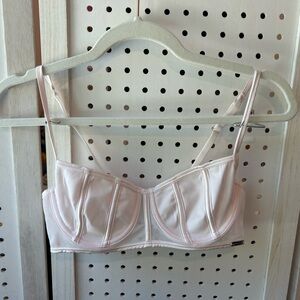 Steve Madden Satin Corset Bustier Top – Baby Pink Y2K Lingerie Aesthetic (34B)